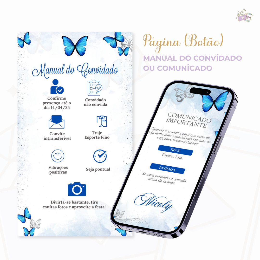 Convite Infinity - Borboletas Azul 2 - Imagem 3