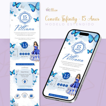 Convite Infinity - Borboletas Azul 4