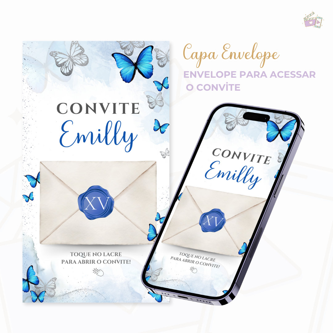 Convite Infinity - Borboletas Azul 4 - Imagem 4