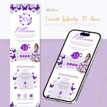 Convite Infinity - Borboletas Roxo 1