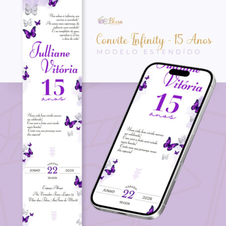 Convite Infinity - Borboletas Roxo 2