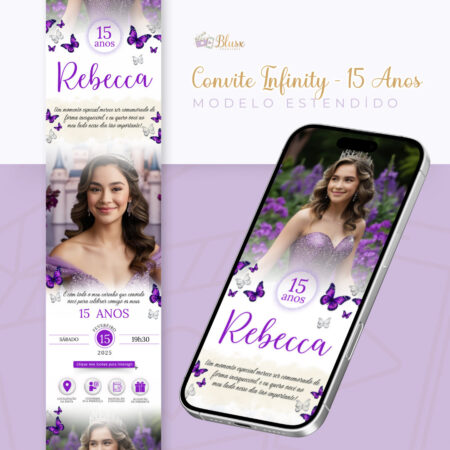 Convite Infinity - Borboletas Roxo 3