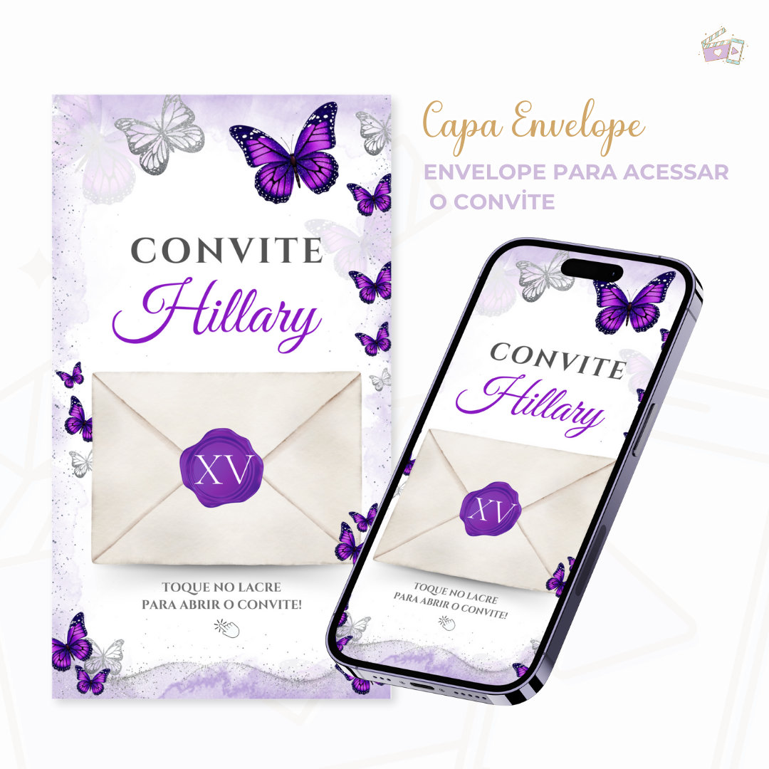 Convite Infinity - Borboletas Roxo 3 - Imagem 2