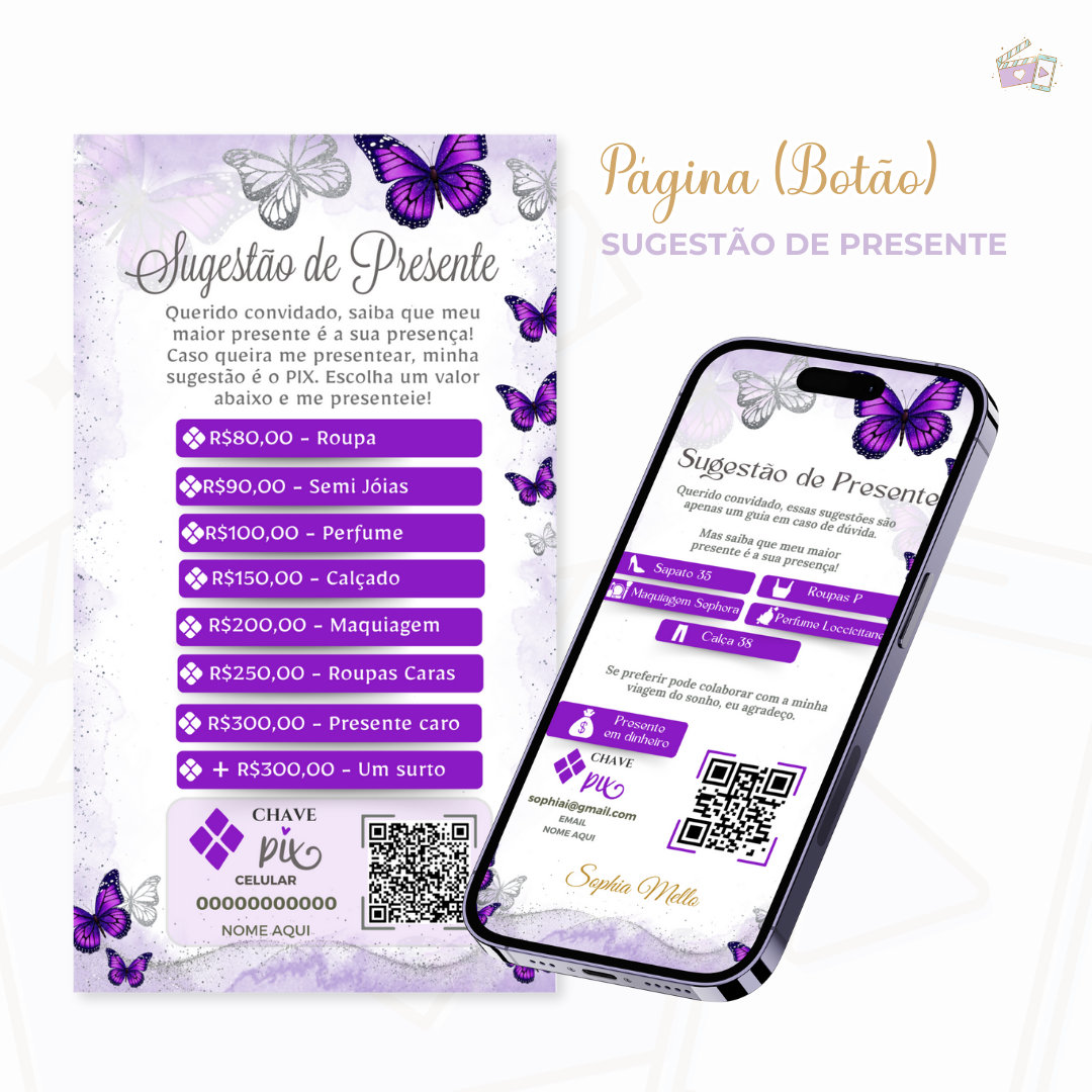 Convite Infinity - Borboletas Roxo 3 - Imagem 3