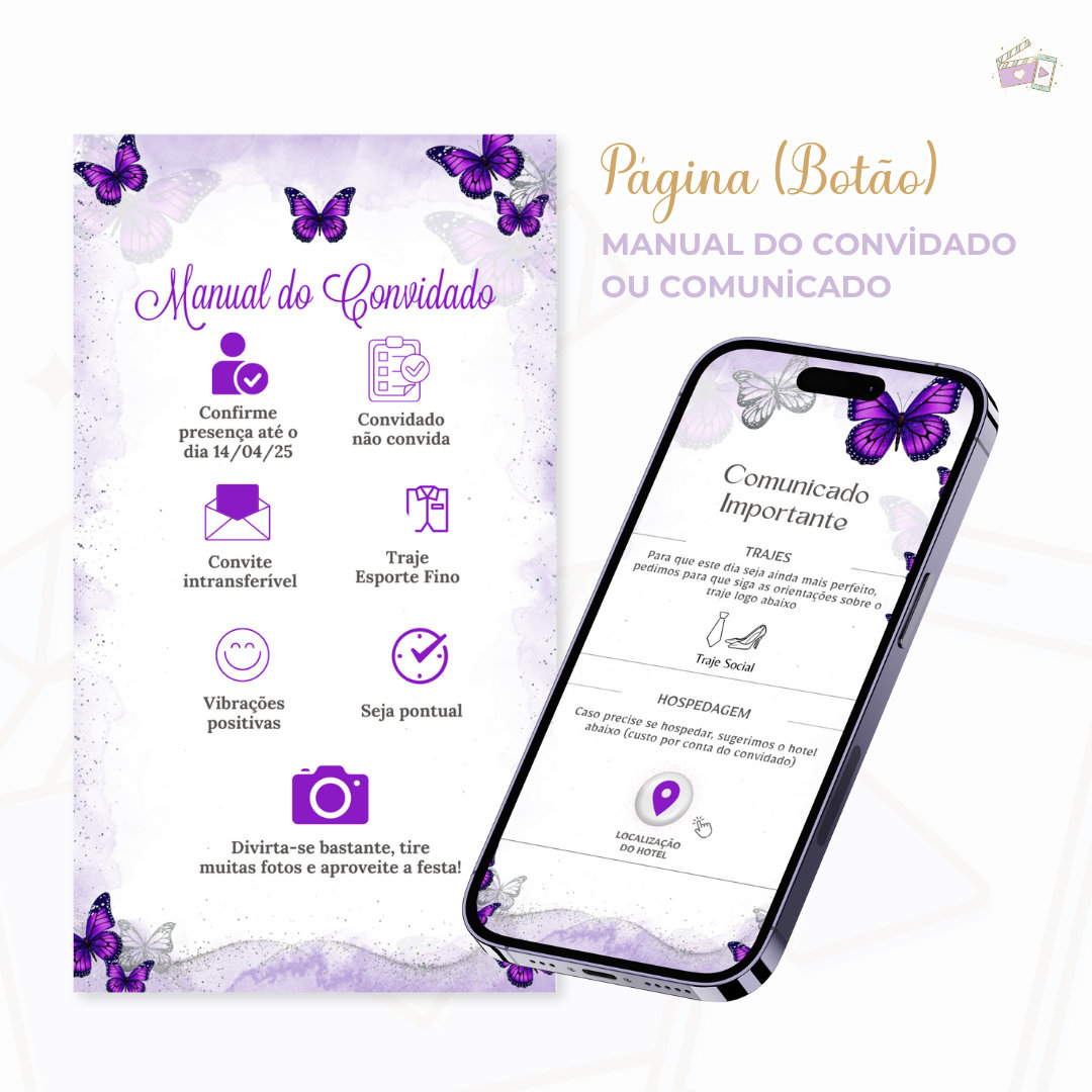 Convite Infinity - Borboletas Roxo 4 - Imagem 4