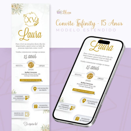 Convite Infinity - Dourado e Branco 1