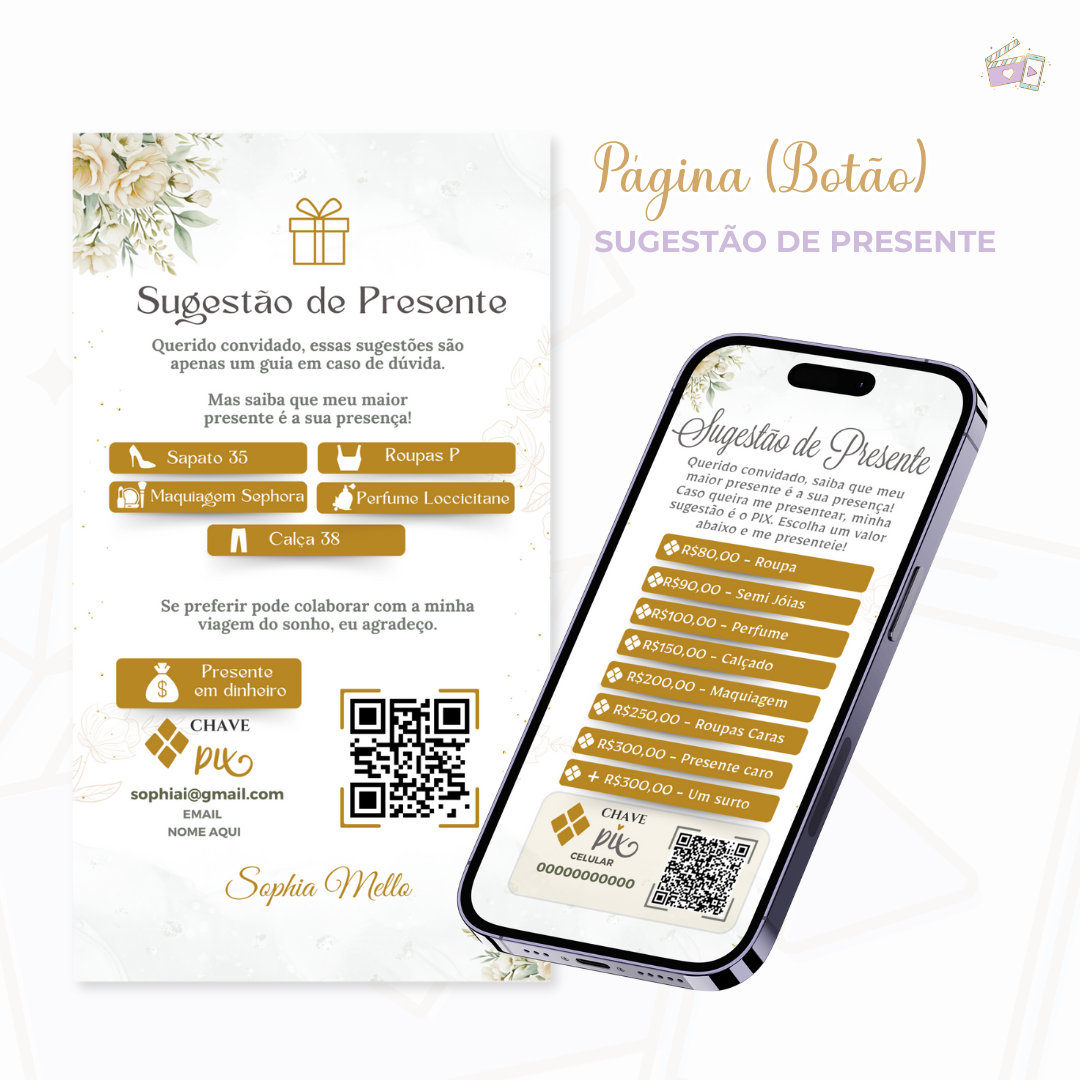 Convite Infinity - Dourado e Branco 1 - Imagem 4