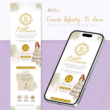 Convite Infinity - Dourado e Branco 2