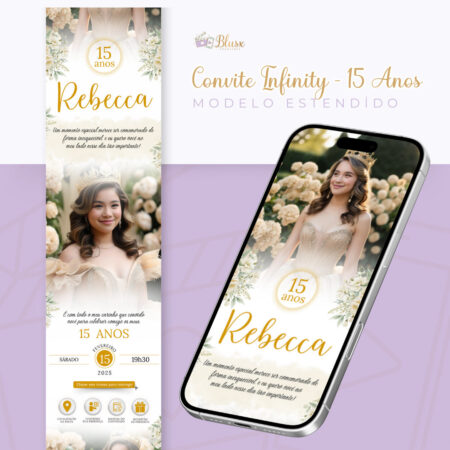 Convite Infinity - Dourado e Branco 3
