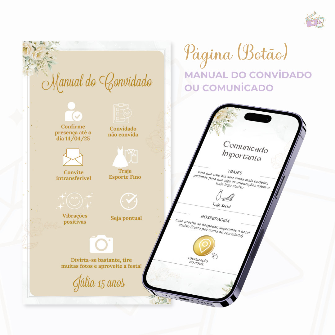 Convite Infinity - Dourado e Branco 3 - Imagem 2