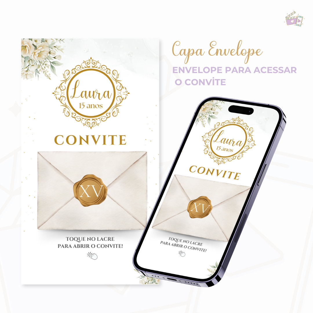 Convite Infinity - Dourado e Branco 4 - Imagem 3