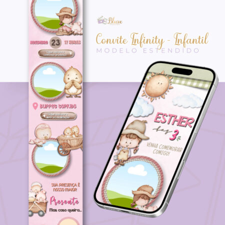 Convite Infinity - Fazendinha Menina