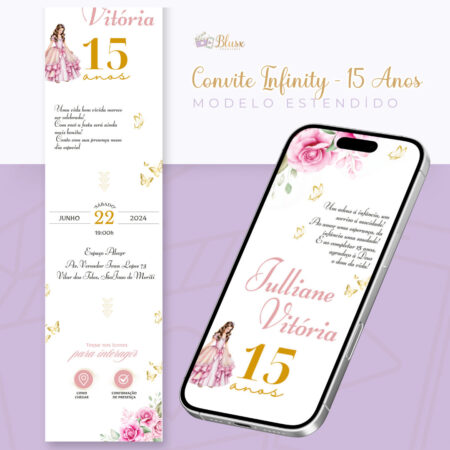 Convite Infinity - Jardim Encantado Rosa 1