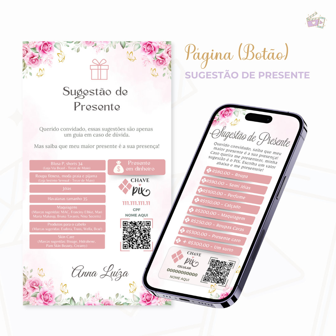Convite Infinity - Jardim Encantado Rosa 1 - Imagem 2