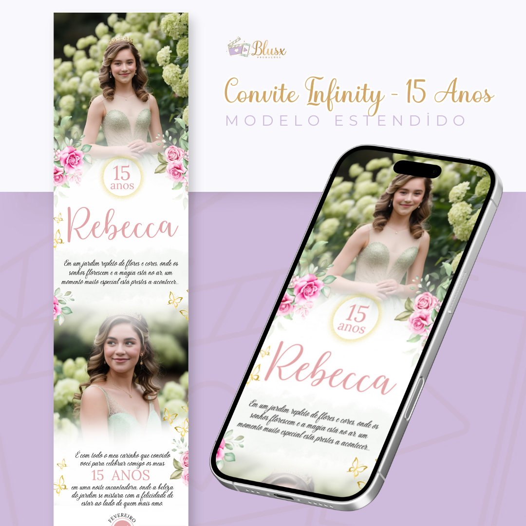 Convite Infinity - Jardim Encantado Rosa 2