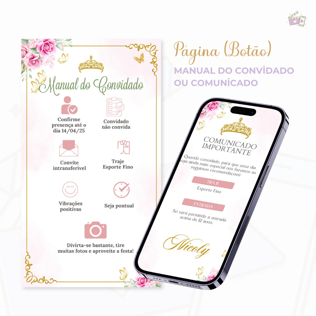 Convite Infinity - Jardim Encantado Rosa 2 - Imagem 3