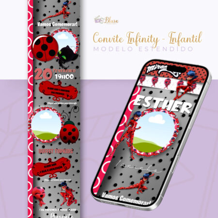 Convite Infinity - Miraculos Lady Bug