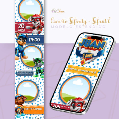 Convite Infinity - Patrulha Canina Menino