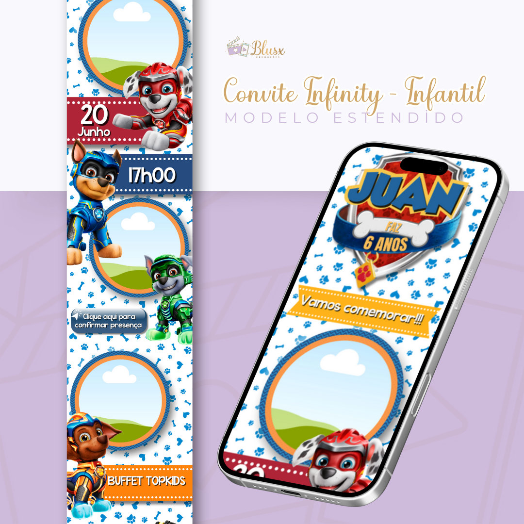 Convite Infinity - Patrulha Canina Menino