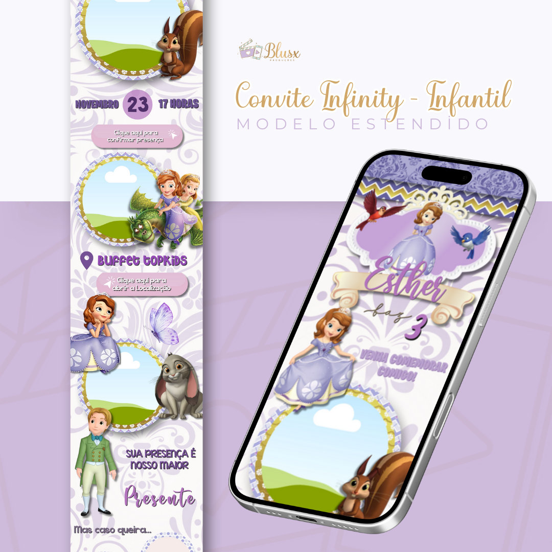 Convite Infinity - Princesa Sofia