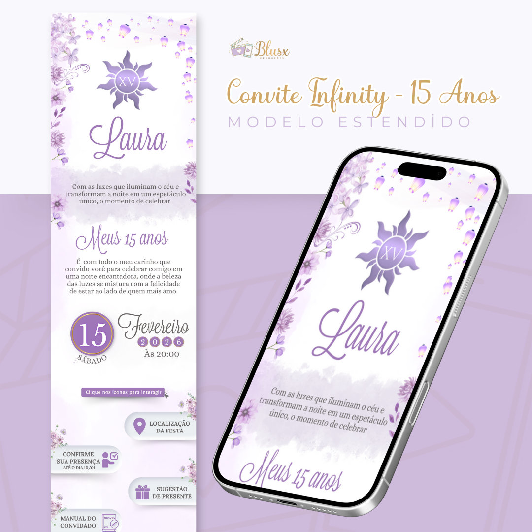 Convite Infinity - Rapunzel Lilás 2