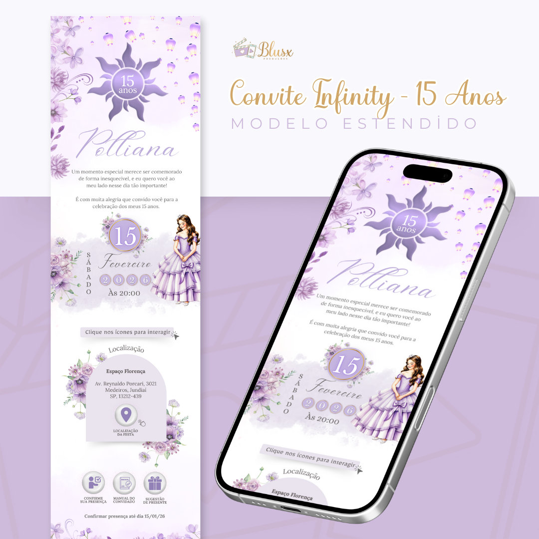 Convite Infinity - Rapunzel Lilás 3