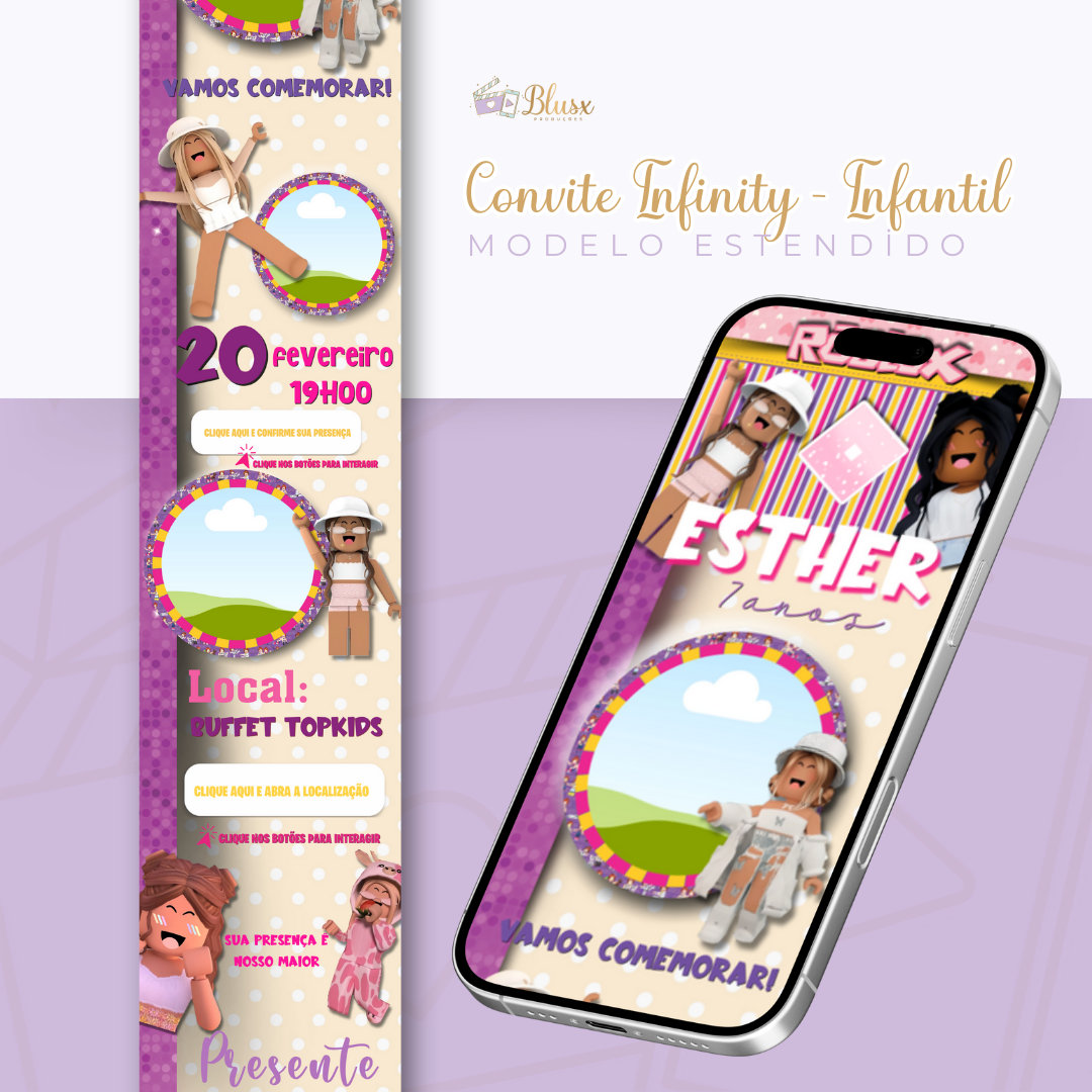 Convite Infinity - Roblox Menina