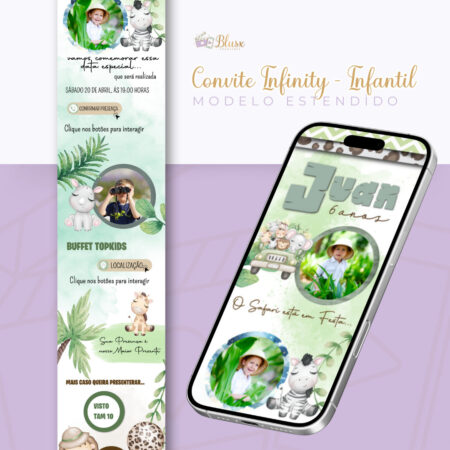 Convite Infinity - Safari Menino