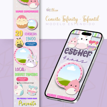 Convite Infinity - Squismallows