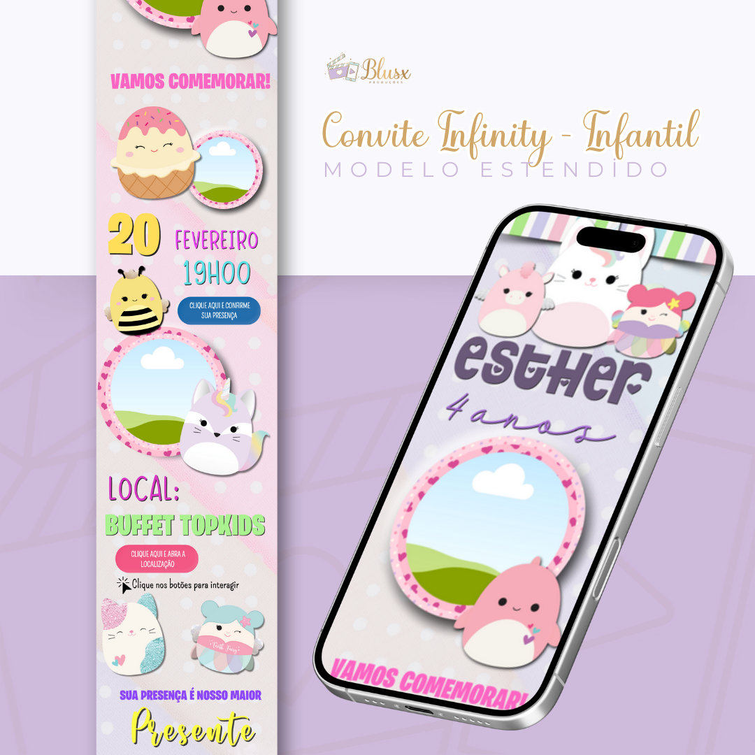 Convite Infinity - Squismallows