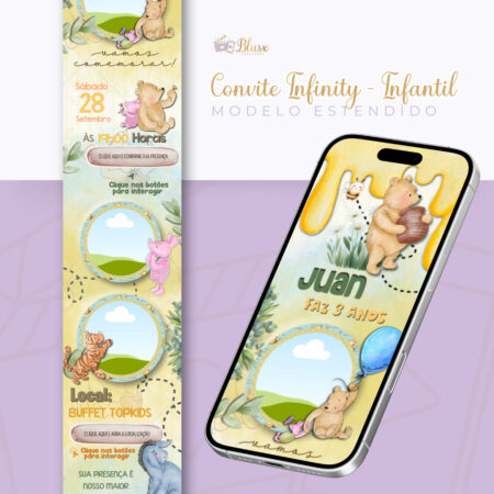Convite Infinity - Ursinho Pooh