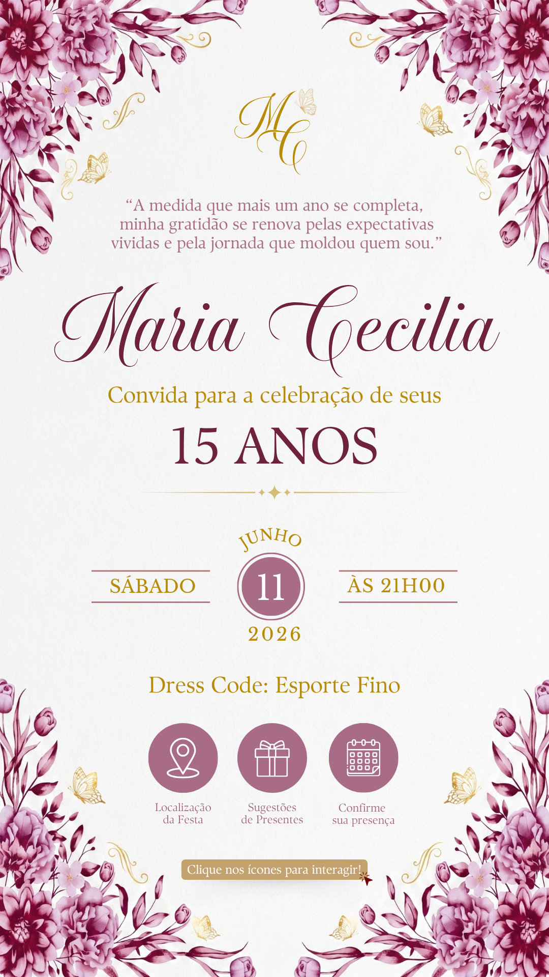 Convite Interativo - 15 Anos
