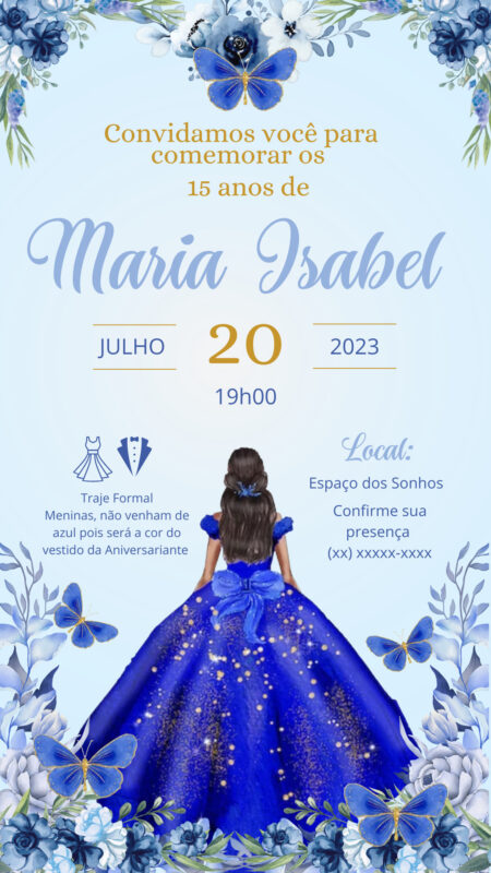 Convite Interativo - 15 Anos Azul Royal