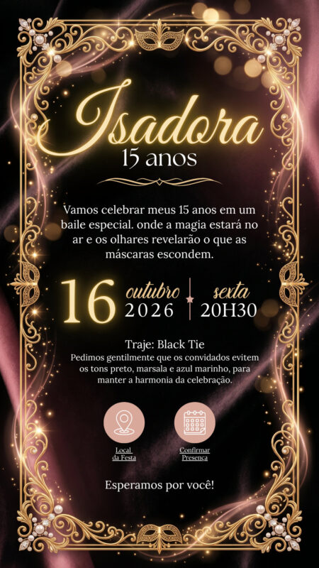 Convite Interativo - 15 Anos Baile de Máscara