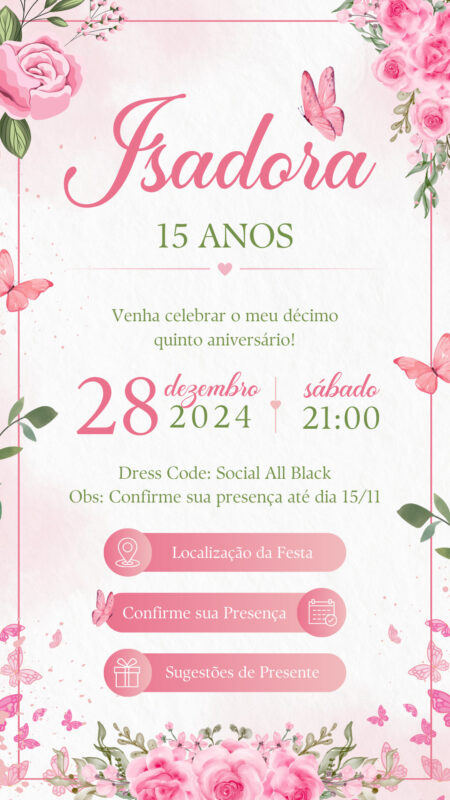 Convite Interativo - 15 Anos - Jardim Encantado Rosa