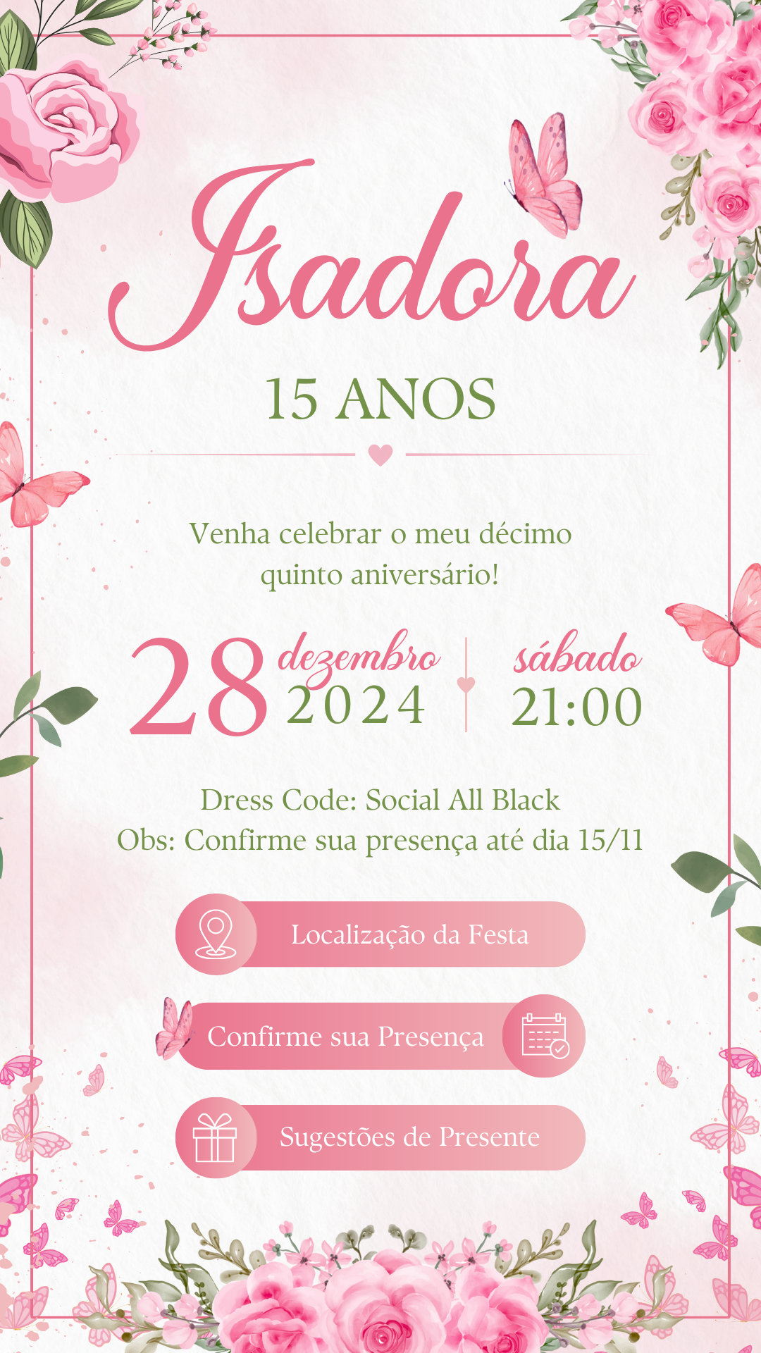 Convite Interativo - 15 Anos - Jardim Encantado Rosa