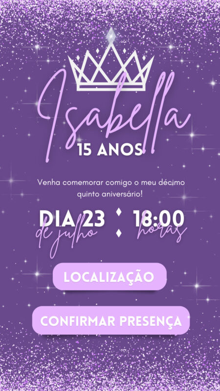 Convite Interativo - 15 Anos Lilás e Roxo