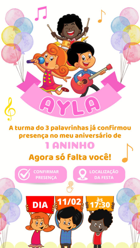 Convite Interativo - 3 Palavrinhas - Menino