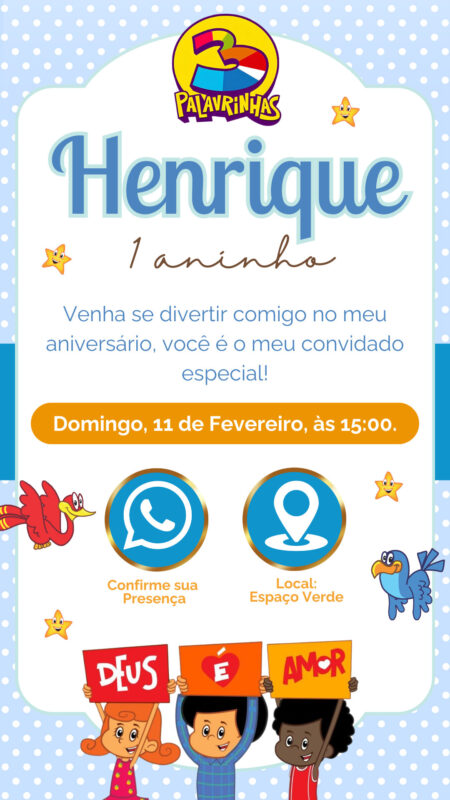 Convite Interativo - 3 Palavrinhas - Menino #3