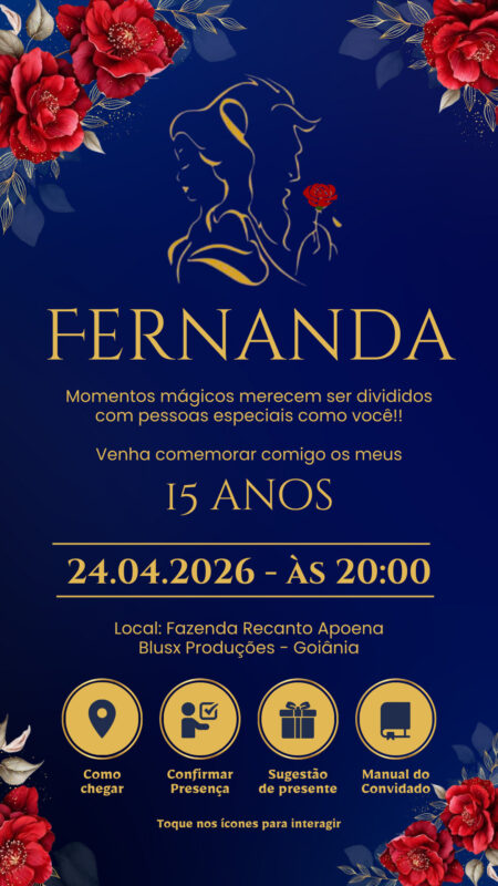 Convite Interativo - A Bela e a Fera 15 anos