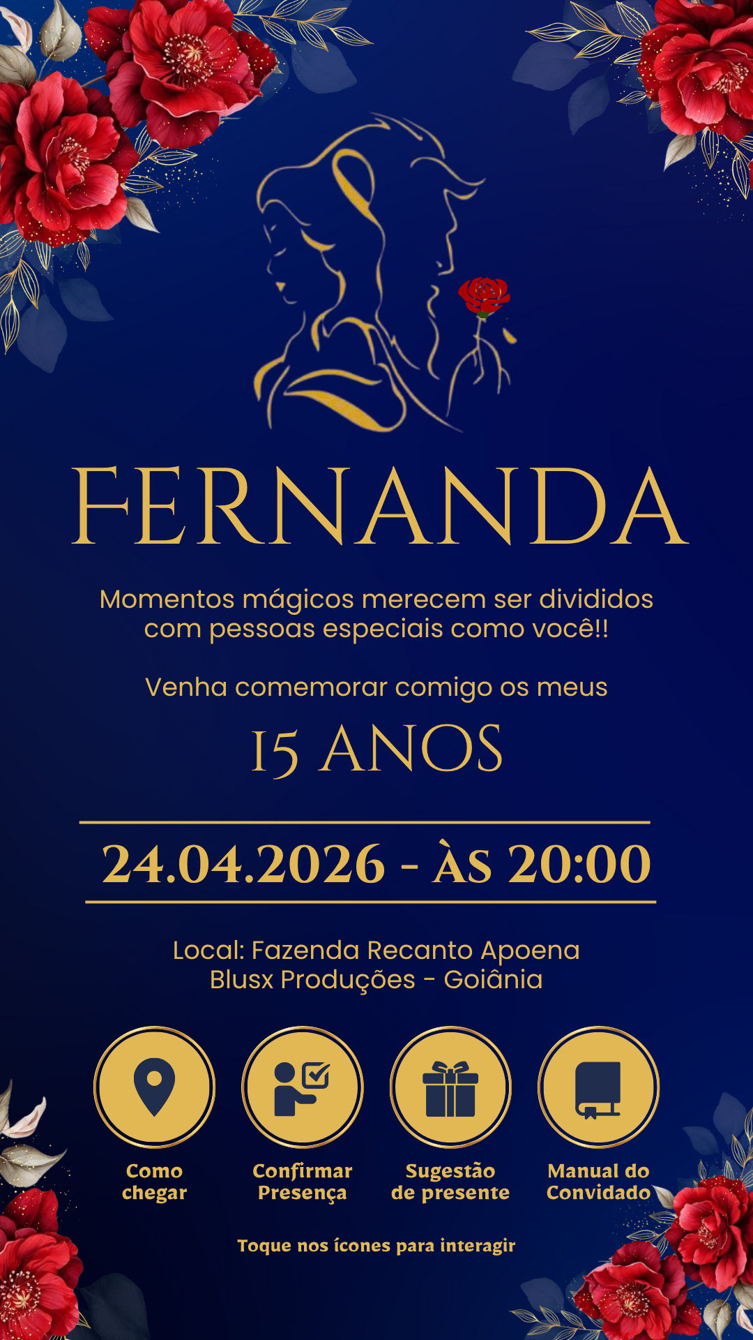 Convite Interativo - A Bela e a Fera 15 anos