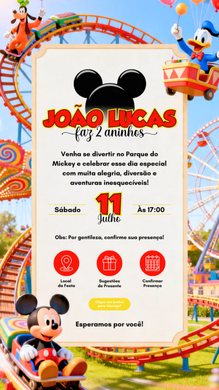 Convite Interativo - A turma do Mickey