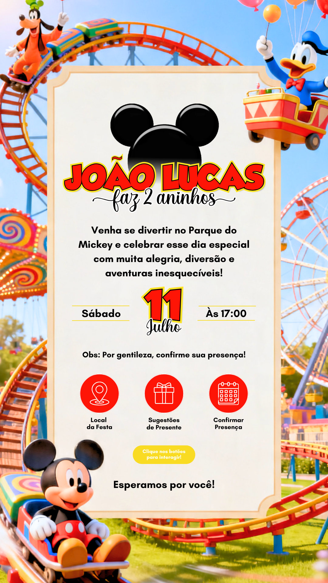 Convite Interativo - A turma do Mickey