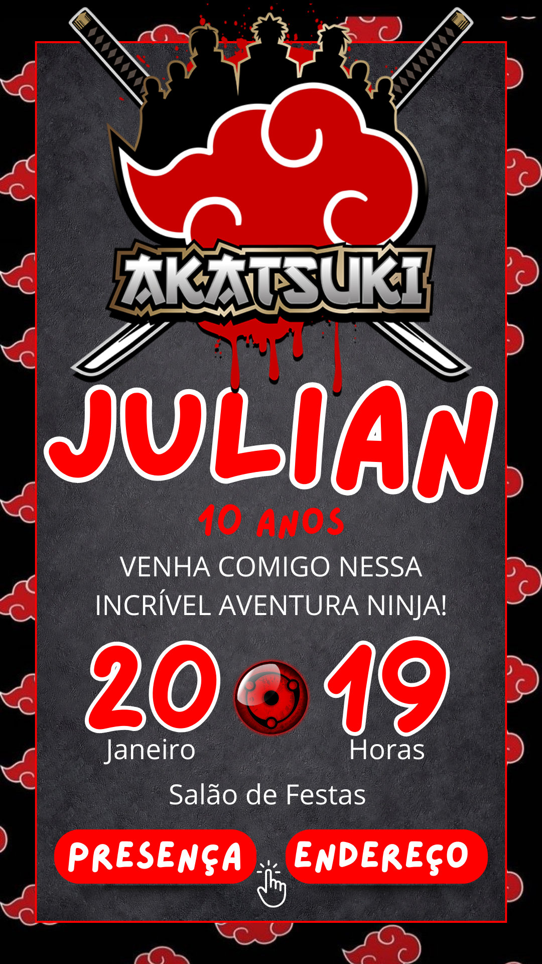 Convite Interativo - Akatsuki (Naruto)