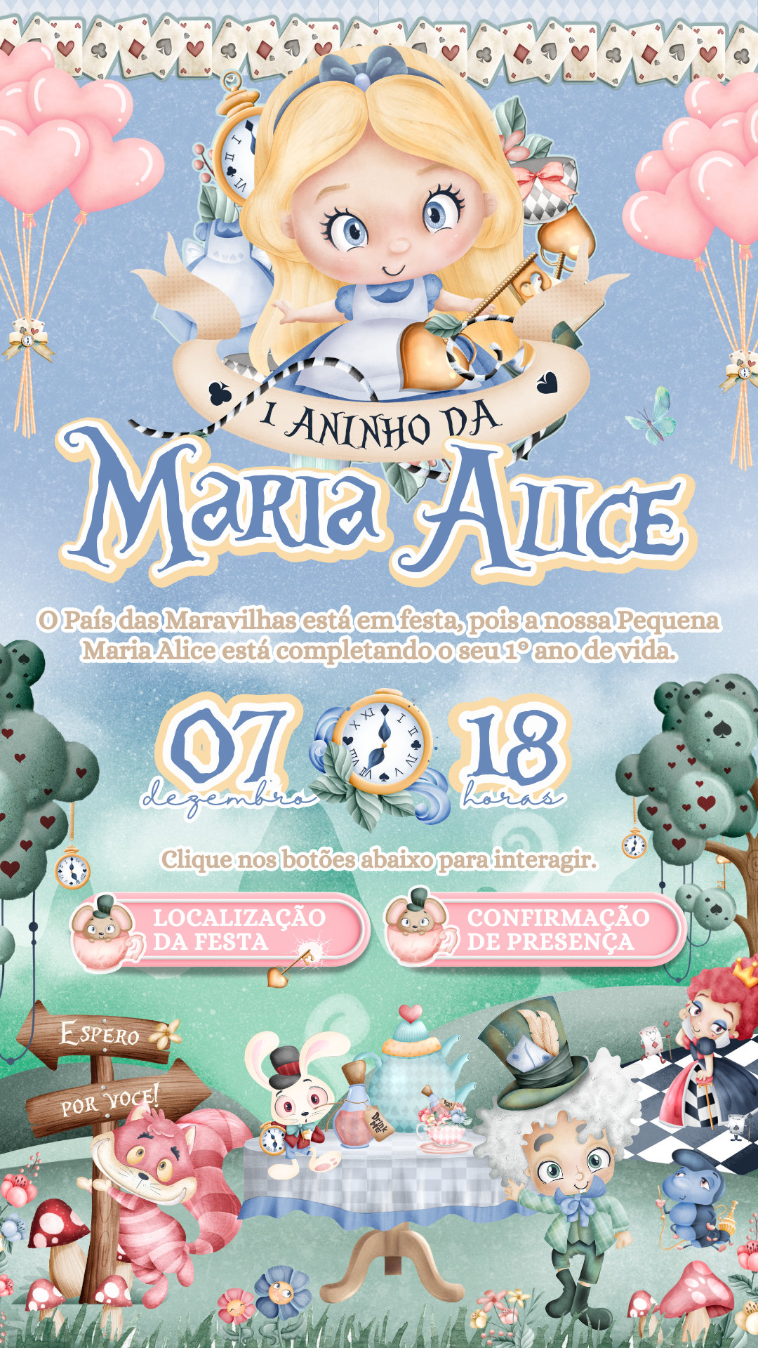 Convite Interativo - Alice no País das Maravilhas