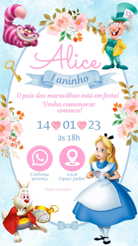 Convite Interativo - Alice no País das Maravilhas