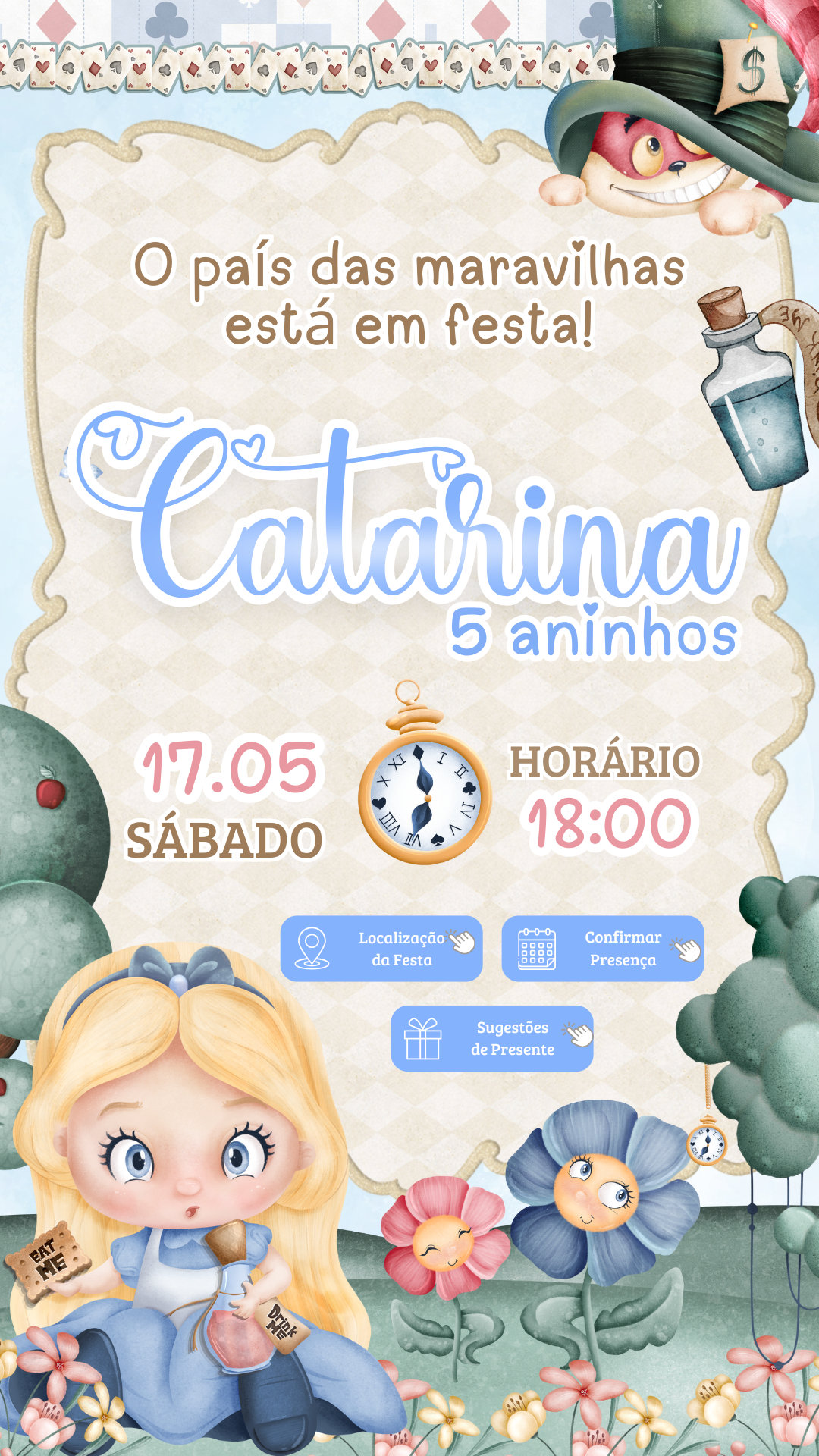 Convite Interativo - Alice no País das Maravilhas