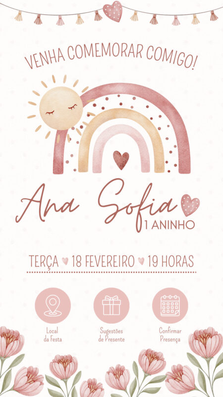Convite Interativo - Arco Íris Boho