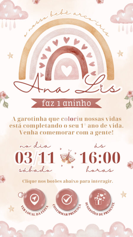 Convite Interativo - Arco íris Boho