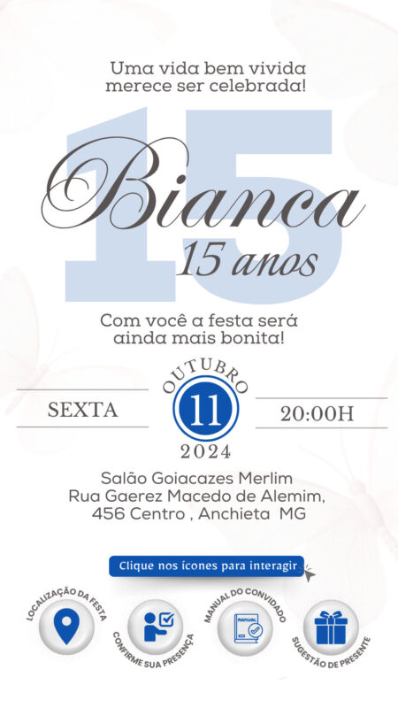 Convite Interativo - Azul Borboletas 15